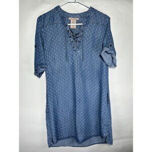 Womens Philosophy Dress Size Small Chambray‎ Tie Raindrop Denim Tencel